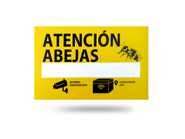 Cartel Atención abejas y zona videovigilada